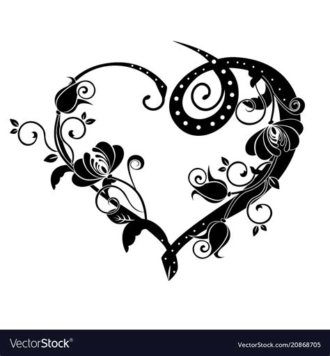 Heart With Flourishes Black Royalty Free Vector Image