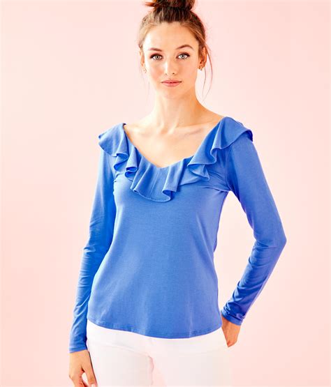 Lilly Pulitzer Alessa Long Sleeve Top In Coastal Blue Modesens