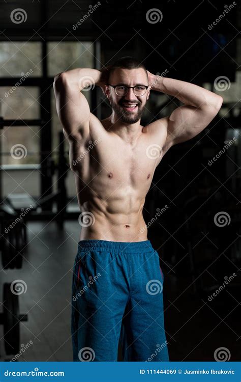 Portrait Of A Physically Fit Muscular Nerd Man Stock Image Image Of