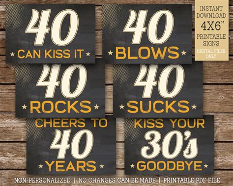 40th Birthday Signs 40 Sucks 40 Rocks 40 Blows 40 Can Kiss Etsy Uk