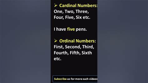 Cardinal And Ordinal Numbers Adjective Of Number Determiners