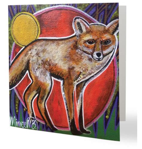 Luxury Fox Aboriginal Art Animal Dreaming Square T Card Single By
