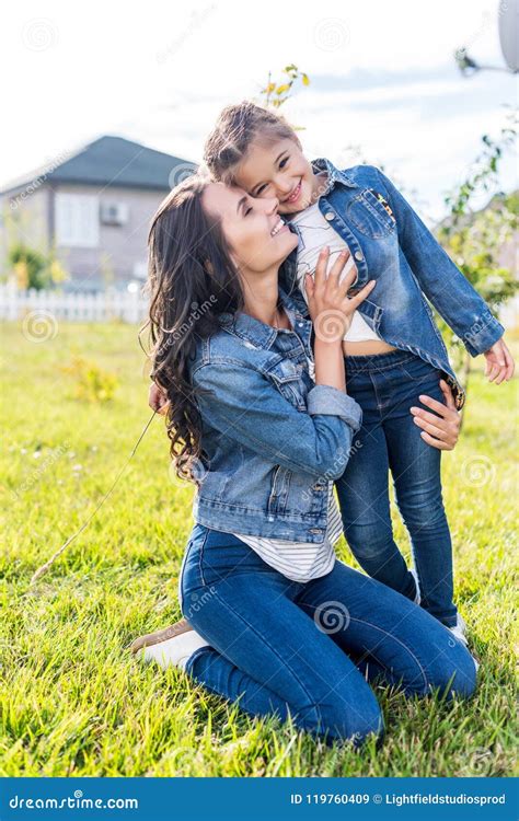 Happy Young Mother Cuddling Her Stock Image Image Of Together Mommy 119760409