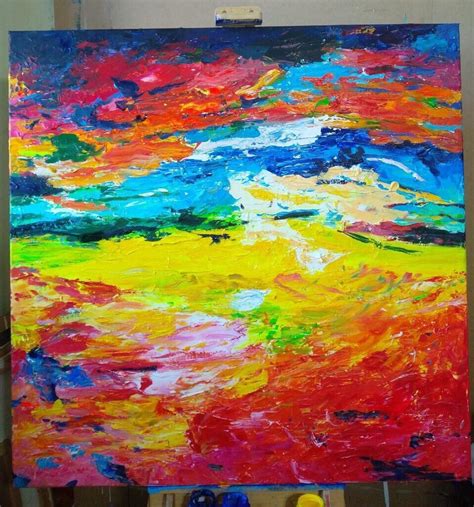 An Abstract Painting With Bright Colors On It