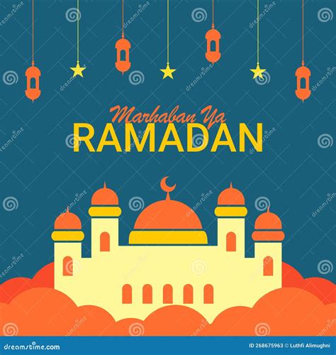 Marhaban Ya Ramadan Poster Template Islamic Background Stock Vector