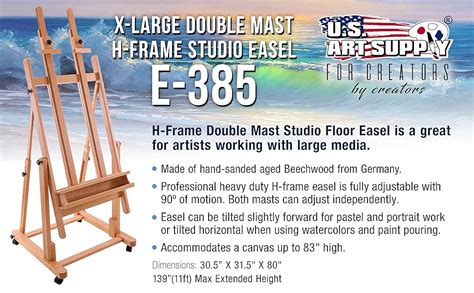 Us Art Supply Extra Large Double Mast Wooden H Frame Studio Floor