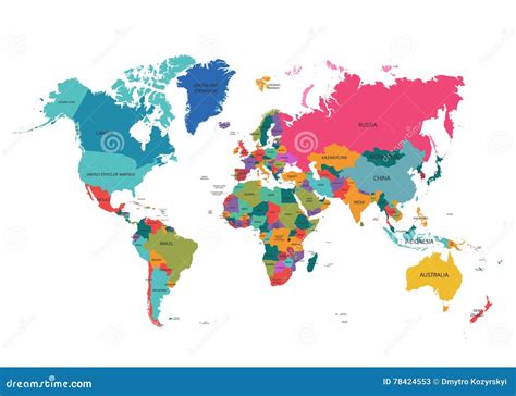 World Map With Colorful Countries Atlas Eps10 Vector File Organized In