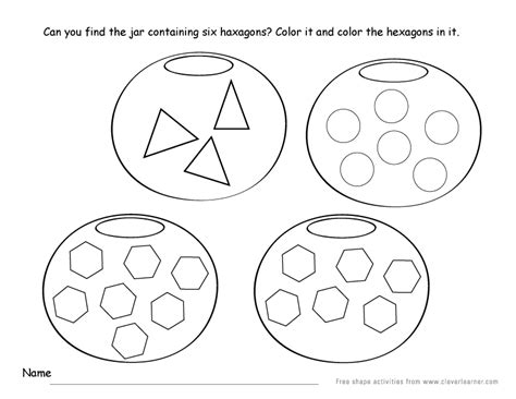 Hexagon Shape Activity Sheets For School Children
