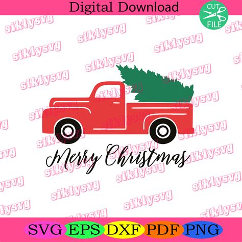 Merry Christmas Red Truck Svg Christmas Svg Truck Svg Silkysvg