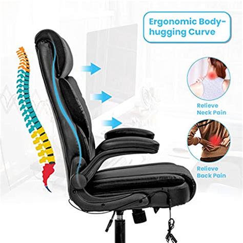 massage office chair ergonomic desk chair pu leather computer chair with lumbar support flip up