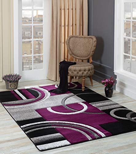 Glory Rugs Area Rug Modern 5x7 Purple Soft Hand Carved Contemporary