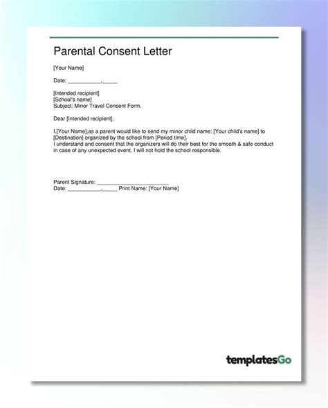 Simple Parental Consent Letter For School Activity In City Parent