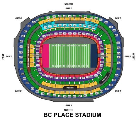 Bc Place Seating Chart With Rows And Seat Numbers 2024