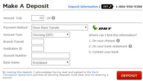 A wire transfer authorization must be on file prior to sending any outgoing wire request. Direct Bank Transfer Sportsbook Deposit Info for Canadians