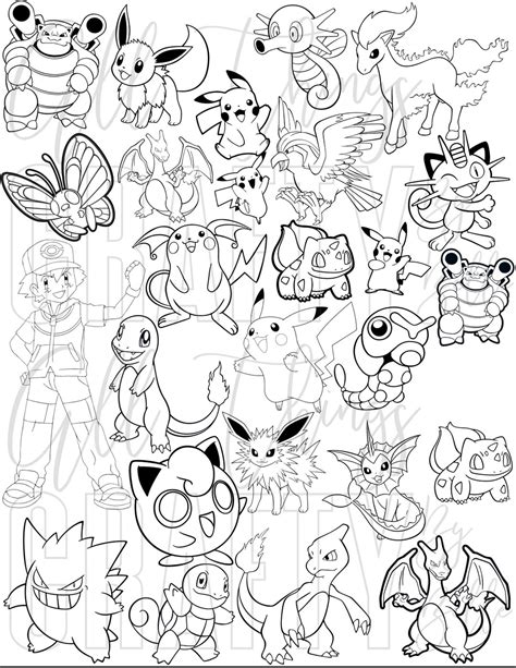 Pokemon Coloring Sheets Digital Pdf Coloring Pages Etsy