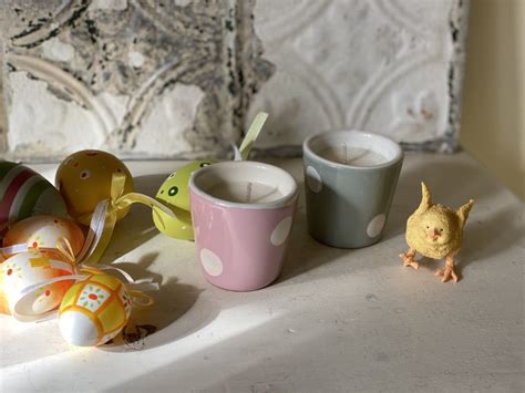Spotty Egg Cup Easter Candles English Pear And Vanilla Angela Jayne