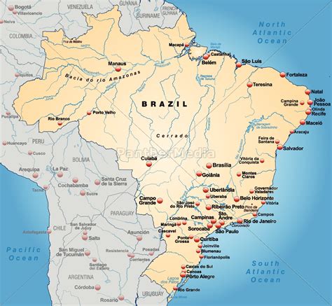Karte Von Brasilien Als Übersichtskarte In Stockfoto 10687089