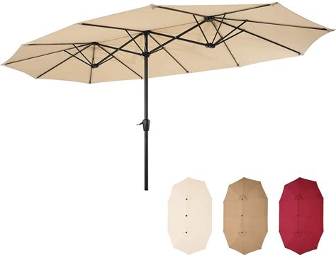 15 Ft Patio Double Sided Umbrella Outdoor Extra Large Market Umbrella