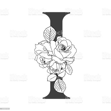 Vector Floral Alphabet Floral Design Of Letter I Monogram Floral