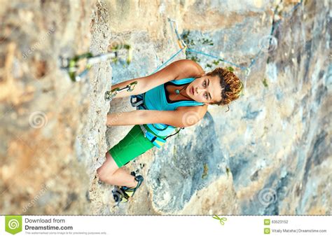 Female Rock Climber Stock Photo Image Of Extreme Active 63523152