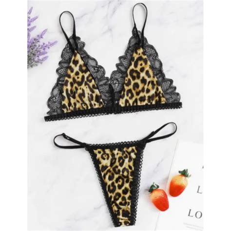 Sexy Hot Erotic Women Exotic Apparel Leopard Print Lingerie Sexy Costumes Underwear Bra Panties
