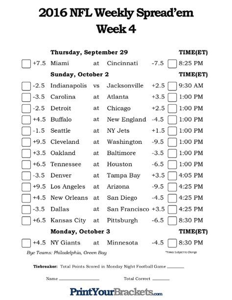 Nfl Week 8 Printable Schedule Customize And Print