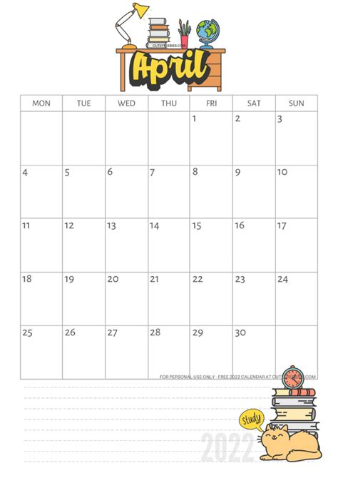 April 2022 School Calendar Freeprintable Cute Freebies For You