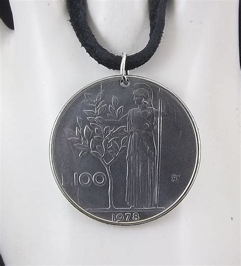Italian Coin Necklace Lire Mens Necklace Womens