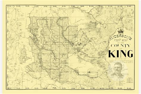 Vintage King County Map 1894 Old Map Of King County Etsy