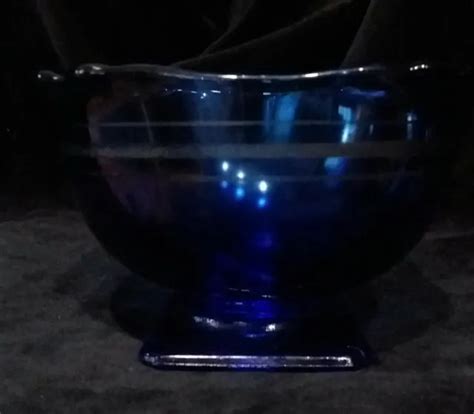 Vintage Cobalt Blue Square Footed Pedestal Bowl Candy Compote Mt Pleasant 12 00 Picclick