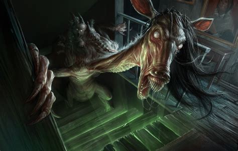 Wallpaper Horse Creepy Stairs Humanoid Creature Demoniac Images For