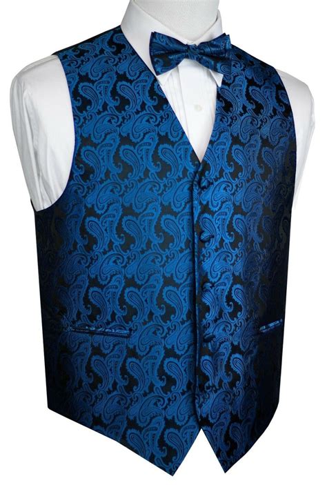 men s paisley formal tuxedo vest bow tie and hankie set wedding prom cruise ebay vest and