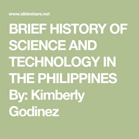 Brief History Of Science And Technology In The Philippines By Kimberly