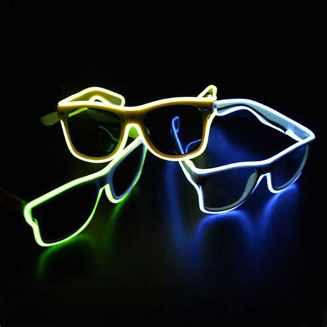 Tgeth Smart Remote Control Glasses El Wire Fashion Neon Led Light Up Shutter Shaped Glow Rave