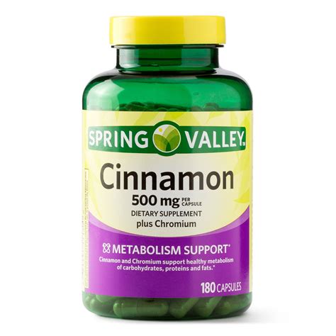 Spring Valley Cinnamon Plus Chromium Capsules 500 Mg 180 Ct
