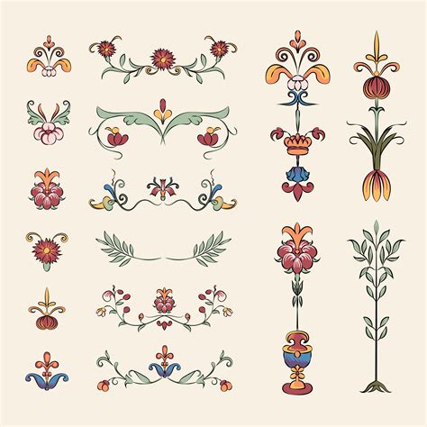 Vintage Flourish Ornament Illustration Set Download Free Vectors