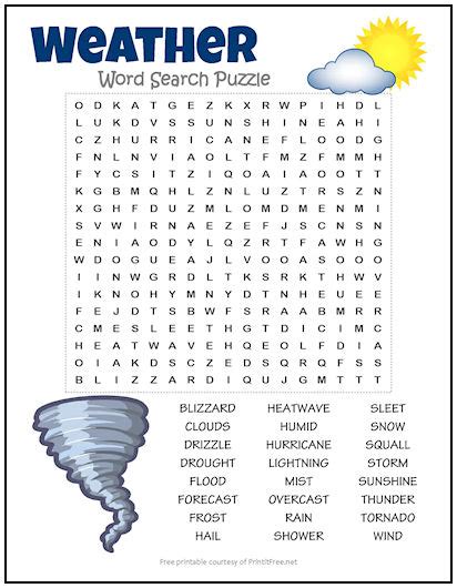 Weather Word Search Puzzle Print It Free