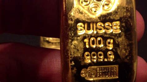 Pamp Suisse 100 Gram Gold Bar 9999 Fine Up Close And Personal Youtube