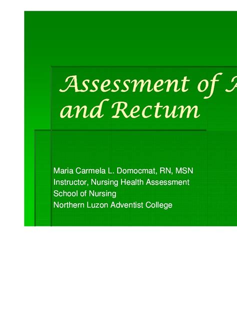 Assessment Of The Anus And Rectum