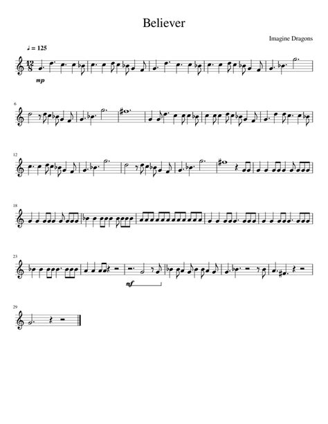 Believer Imagine Dragons Sax Sheet Music For Alto Saxophone Download