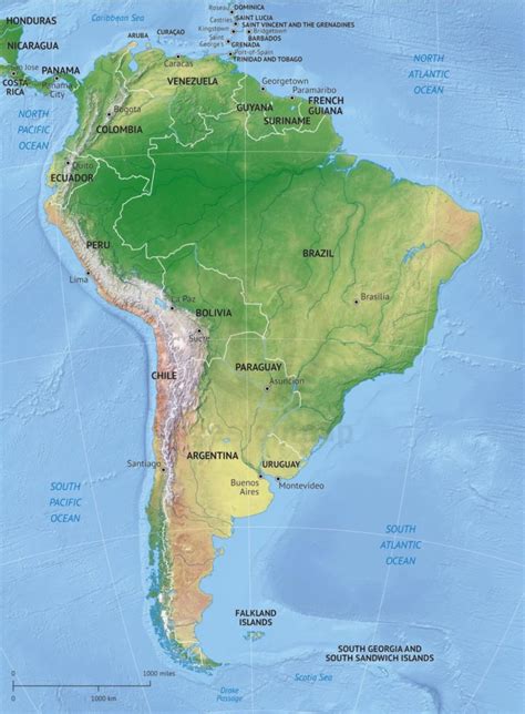 Vector Map South America Continent Relief One Stop Map
