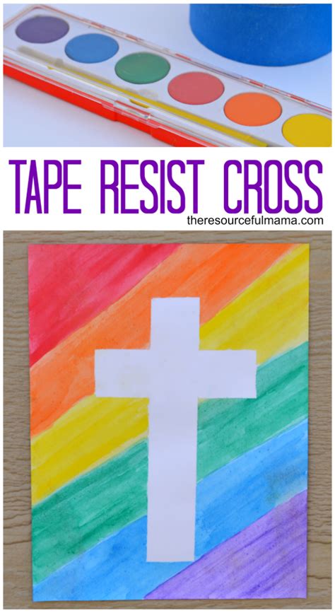 Tape Resist Easter Cross Craft Christian Kids Crafts Bible School