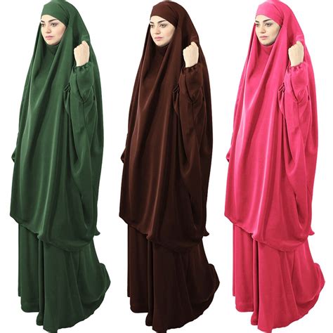 ramadan 2 piece muslim prayer garment sets women hijab abaya jilbab maxi dress khimar burqa