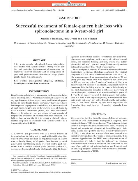 Pdf Successful Treatment Of Female Pattern Hair Loss With