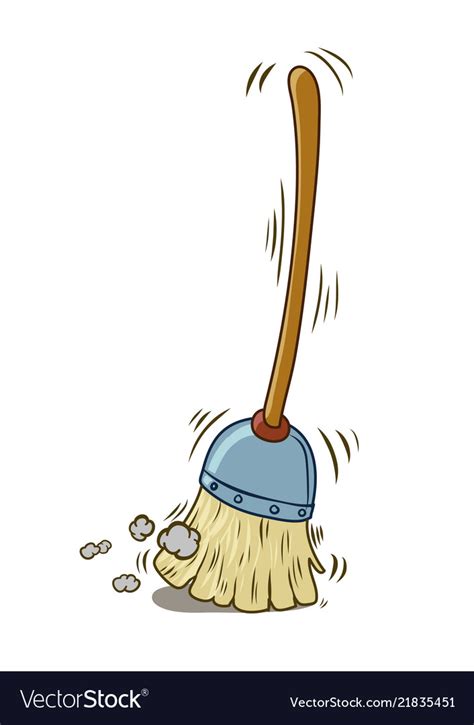 A Cartoon Broom Sweeping Itself Royalty Free Vector Image