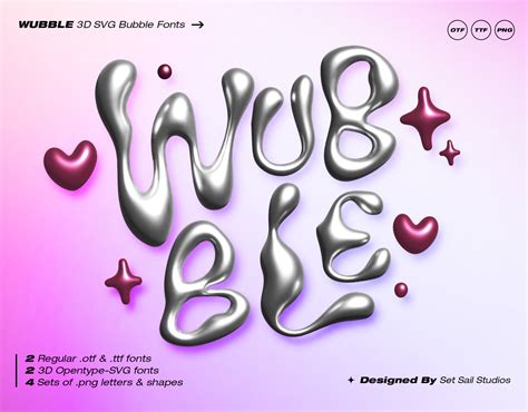 Wubble Svg Font 3d Bubble Font Png Letters Fonts Cool Etsy