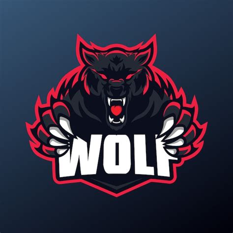 Mascota De Lobo Para Deportes Y Esports Logo Aislado Sobre Fondo Oscuro