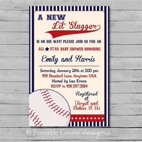Vintage Baseball Baby Shower Invitation By Printablecandee