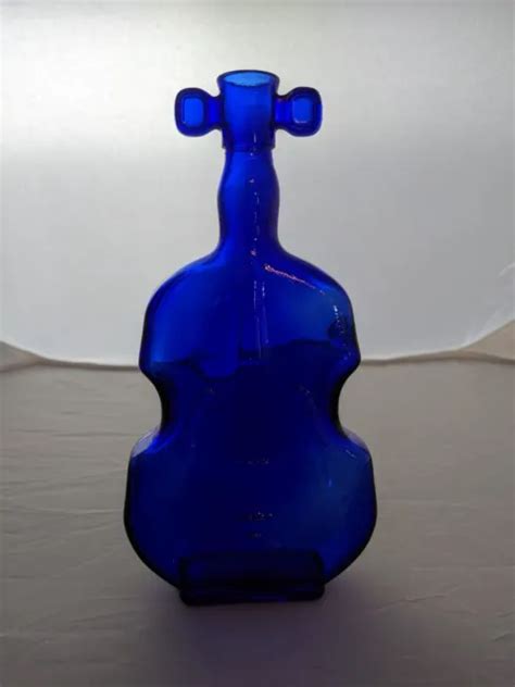 Vintage 8and Cobalt Blue Glass Bottle Vase Cello Violin Fiddle Shaped Decanter 8 00 Picclick