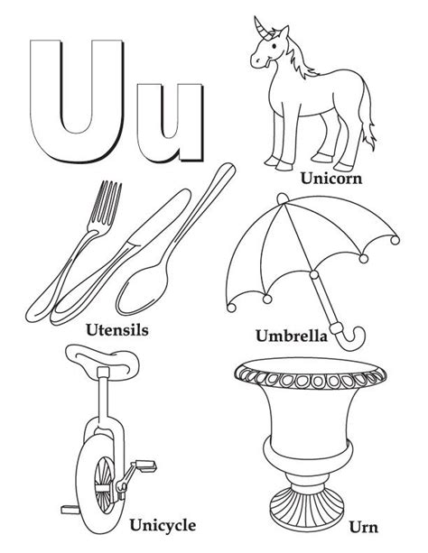 Letter u cutting practice coloring page. U words | Alphabet coloring pages, Book letters, Abc ...